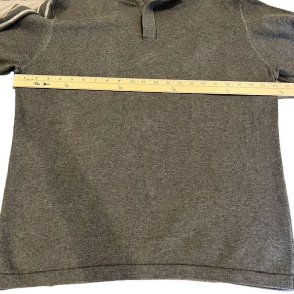 Sebastian Cooper 1/4 Zip Men's Sweater Charcoal With Arm Stripes Size Large - Picture 8 of 10